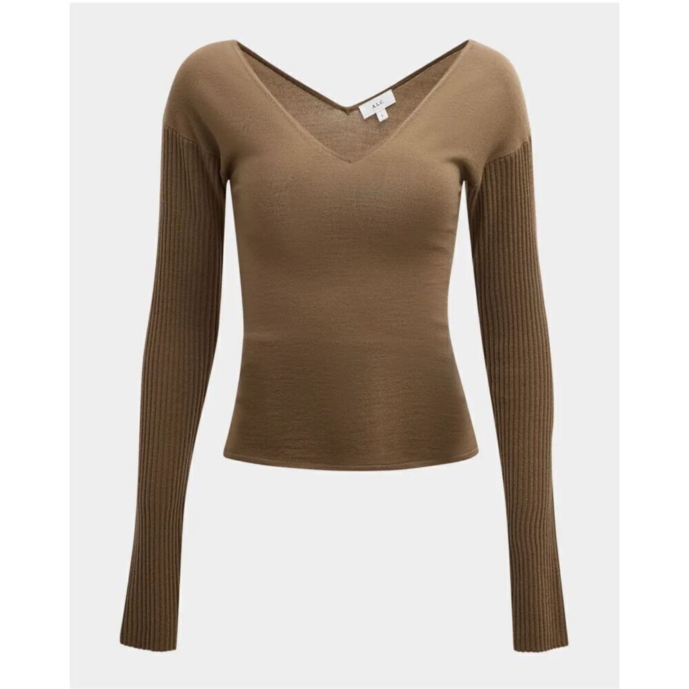 NWT ALC Brown Keaton V-Neck Top Size S